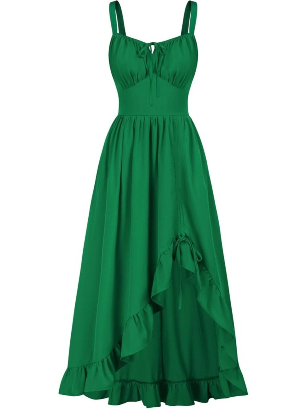 Women's Green Sleeveless Renaissance Corset Flowy Milkmaid Costumes Dress